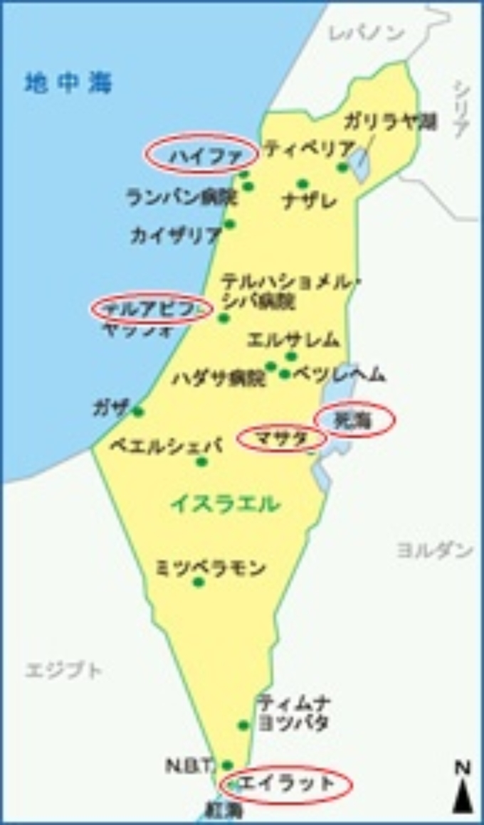 イスラエルの地図とpart2で実際に訪れた街